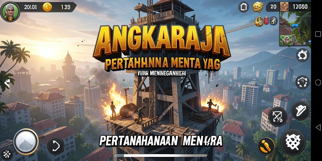 Tangkapan layar gameplay dari ANGKARAJA menunjukkan strategi Tower Defense yang menarik.