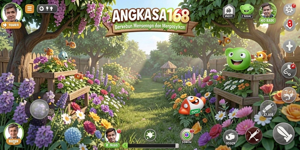 Tampilan gameplay seru di ANGKASA168 yang menggambarkan aktivitas berkebun.