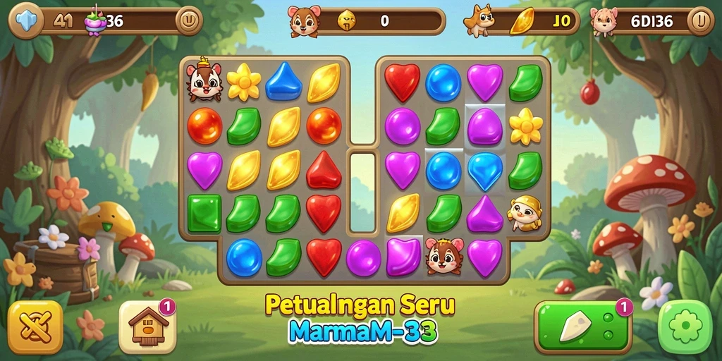 Gameplay seru dalam game Match-3 yang penuh warna.