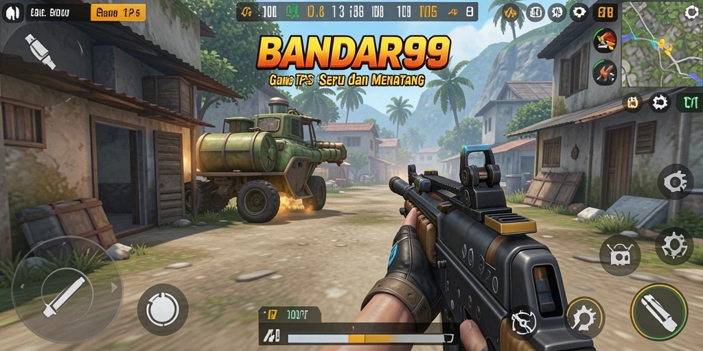 Tampilan gameplay mendebarkan dalam BANDAR99 dengan aksi TPS intens.