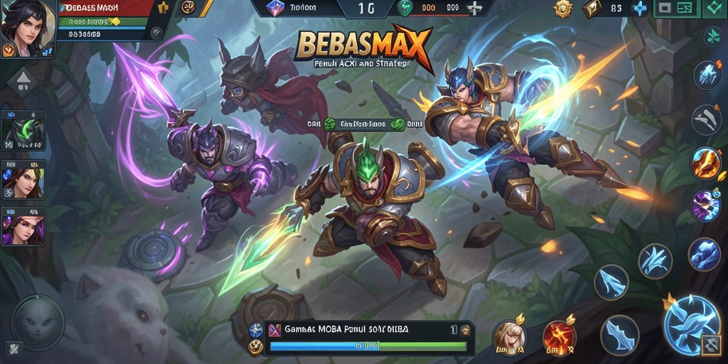 Tangkapan layar gameplay BEBASMAX yang menampilkan aksi pertarungan tim.