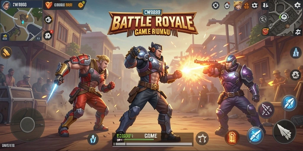 Screenshot gameplay seru dalam pertarungan Battle Royale di CW8888.