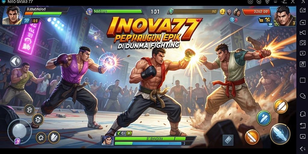 Gameplay seru di arena pertarungan INOVA77 dengan karakter unik.