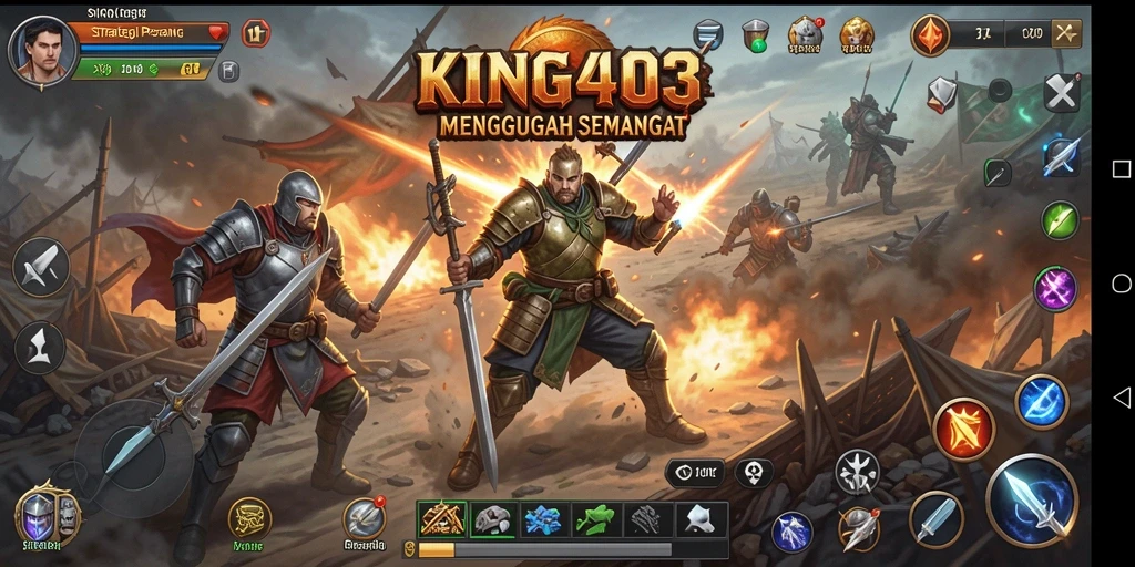 Screenshot KING403 menampilkan aksi pertempuran yang intens dan strategi mendalam.