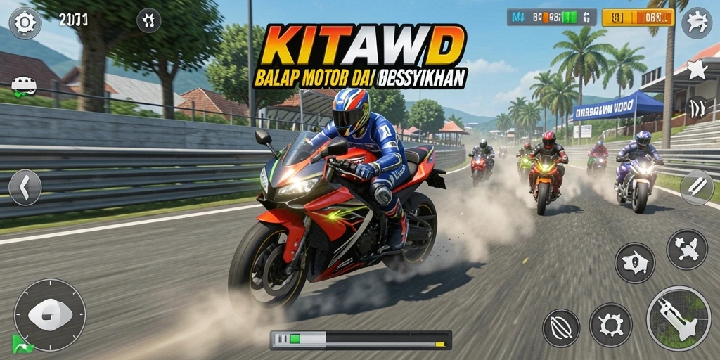 Tampilan gameplay seru dari balapan motor di KITAWD.