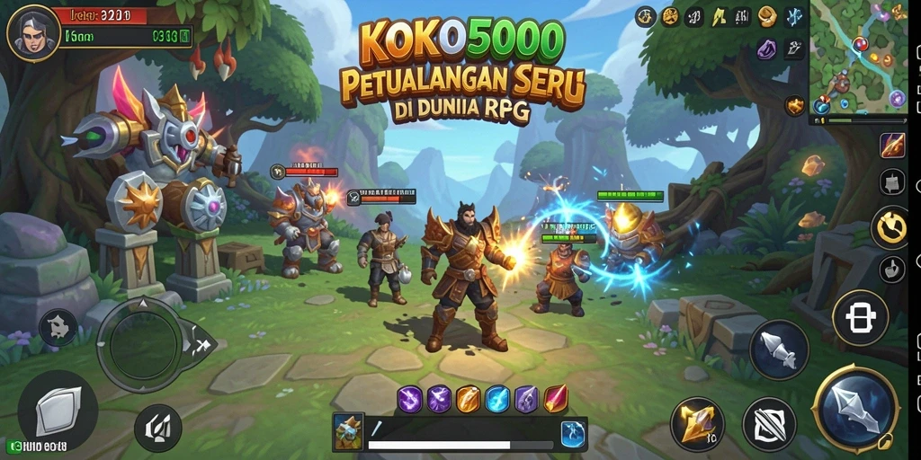 Tangkapan layar gameplay KOKO5000 menunjukkan pertempuran yang mendebarkan dan petualangan yang luas.