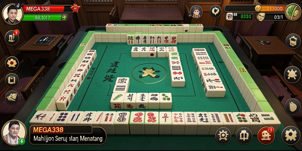 Tangkapan layar dari permainan MEGA338 yang menunjukkan serunya bermain Mahjong.