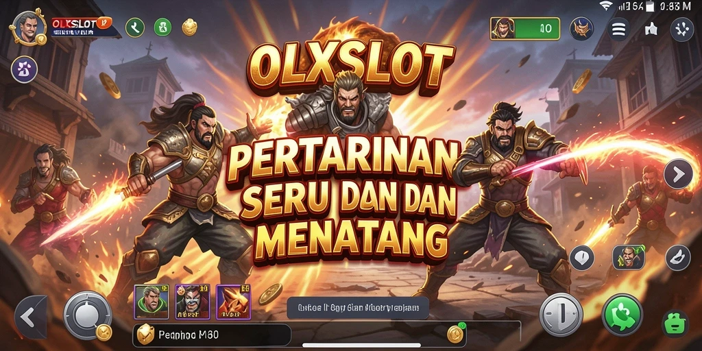 Tangkapan layar gameplay OLXSLOT menampilkan pertarungan dinamis dan seru.