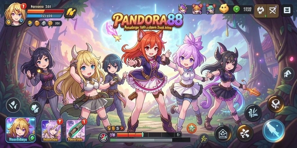 Tangkapan layar gameplay PANDORA88 yang menampilkan aksi karakter anime.
