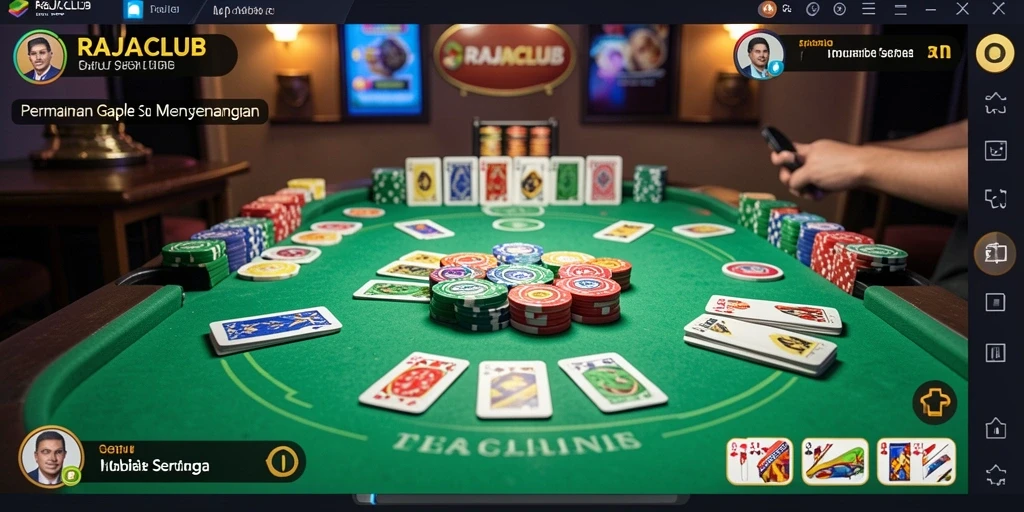 Tampilan gameplay seru di RAJACLUB dengan suasana permainan Gaple.