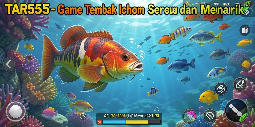 Screenshot TAR555 menampilkan aksi seru menangkap ikan.