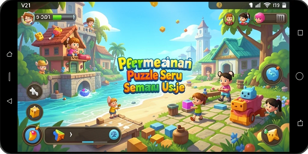Tampilan gameplay V21 dengan berbagai puzzle yang menantang.