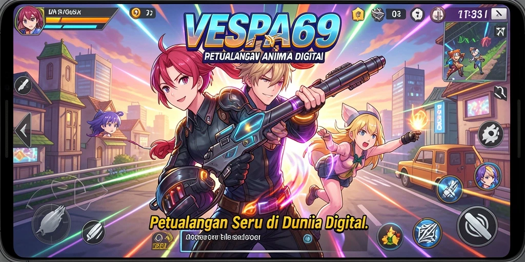 Tampilan gameplay menarik dari VESPA69 yang penuh warna.